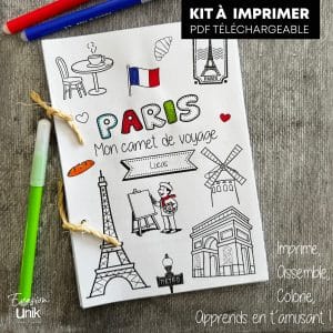 Carnet de voyage pour enfants – Paris (kit à imprimer) | Cahier d'activités à remplir et à colorier